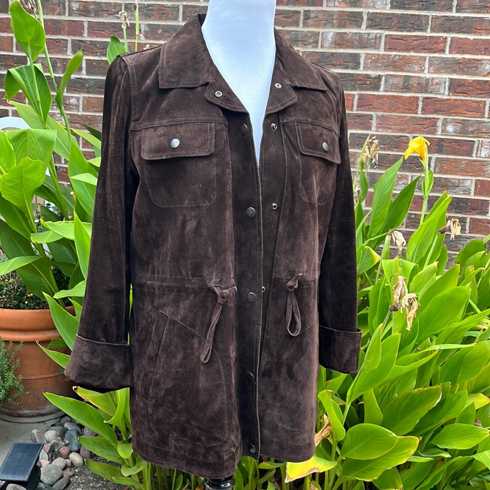 brown genuine suede jacket S